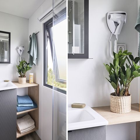 Mobilheim 4 Personen - Mobil Home Premium 32m² - (2 Zimmer 2 Badezimmer) + überdachte Terrasse
