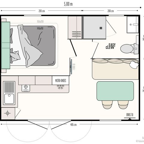 Mobilheim 2 Personen - Mobilheim Confort 22m² - 1 Schlafzimmer + halboffene Terrasse 12m² + TV + Klimaanlage -.