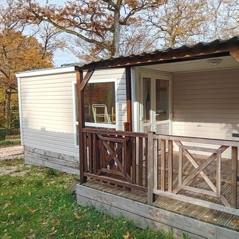 Mobilheim 4 Personen - Standard 32m² - 2 Zimmer + überdachte Terrasse 12m².