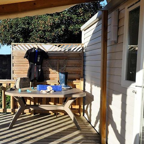 Mobilheim 4 Personen - ALOHA 25m² - 2 Zimmer + überdachte Terrasse