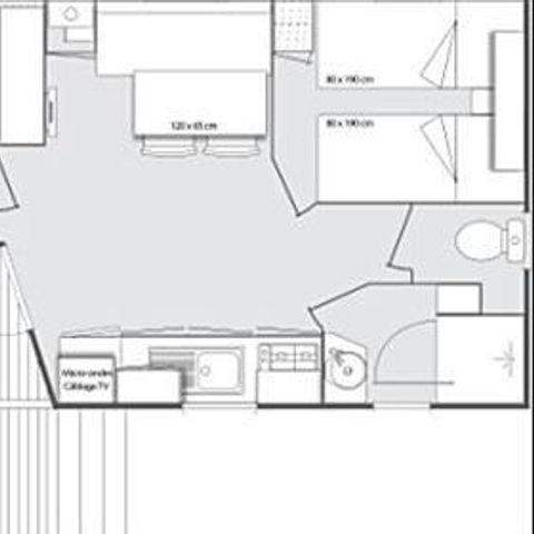 Mobilheim 4 personen - SAMOA 29m² - 2 Schlafzimmer - Halbüberdachte Terrasse