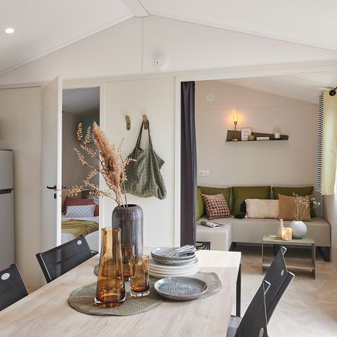 Mobilheim 6 personen - "BAHIA MODULO Confort +" - 27m² - 4/6 Personen - 2 Schlafzimmer - Überdachte Terrasse