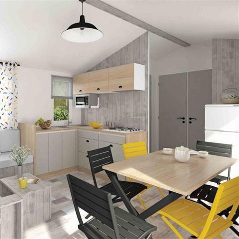 Mobilheim 6 personen - PREMIUM 36m² - 3 Schlafzimmer - 2 Badezimmer - Überdachte Terrasse