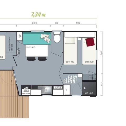 Mobilheim 4 Personen - LOGGIA 23m²
