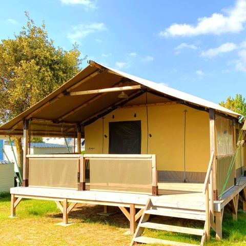 Safarizelt 5 Personen - Lodge Leinwand Kenia Vintage - 34.5 m² - 2 Zimmer