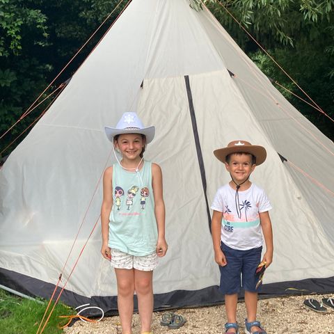 Zelt 2 Personen - 01-Tipi Davy Crockett 18m2 (1Sch - 1/8Pers.) + Kit bereit zum Campen - Preis für 2 Personen