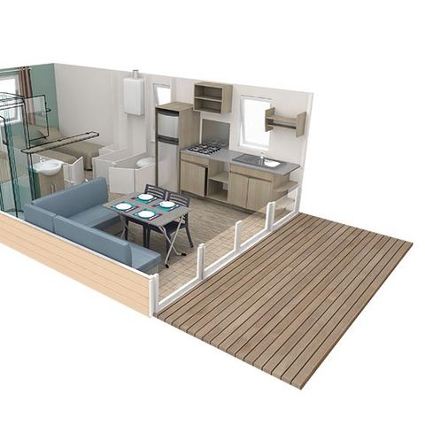 Mobilheim 4 Personen - Comfort TV - 2 Zimmer + Terrasse -