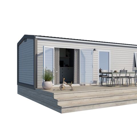 Mobilheim 4 personen - MOBIL HOME CONFORT + SAM 2 Zimmer Induktionskochfeld Geschirrspüler, Haartrockner Toaster Wasserkocher Fernseher Kühlschrank