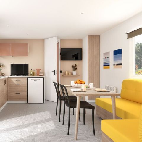 Mobilheim 4 personen - MOBIL HOME CONFORT + DIM 2 Schlafzimmer mit 2 Bädern und 2 WC Induktionskochfeld Geschirrspüler Haartrockner Toaster television Wasserkocher Geschirr TV-Wasserkocher