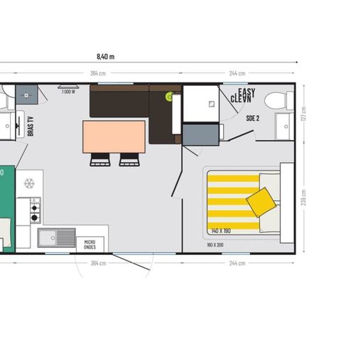 Mobilheim 4 Personen - Confort Plus 2 Schlafzimmer 2 Badezimmer