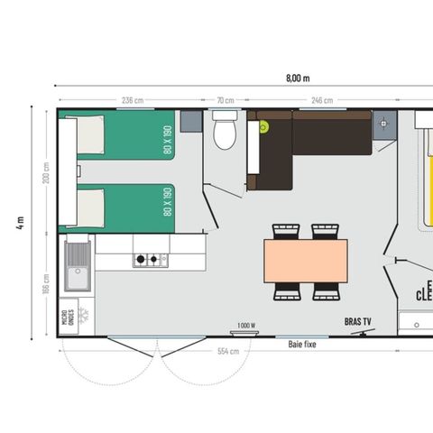 Mobilheim 4 Personen - Komfort 2 Zimmer