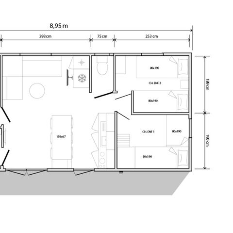 Mobilheim 6 Personen - Komfort Plus 3 Zimmer