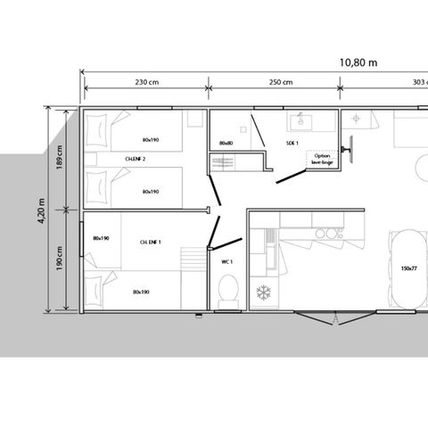 Mobilheim 6 Personen - Confort Plus 3 Schlafzimmer 2 Badezimmer