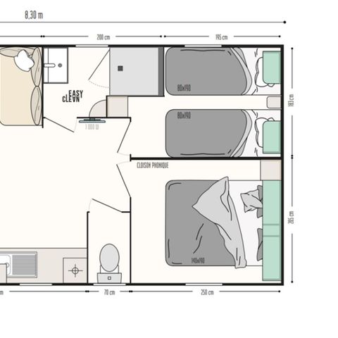 Mobilheim 4 Personen - Komfort 2 Zimmer