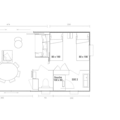 Mobilheim 4 Personen - Premium 2 Schlafzimmer