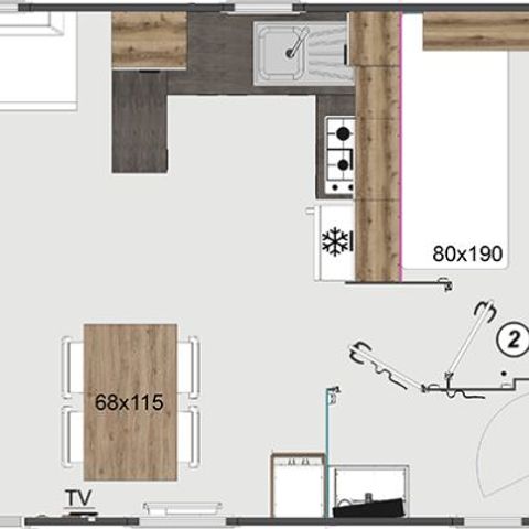 Mobilheim 6 Personen - BORA 2 Zimmer 4/6 Plätze
