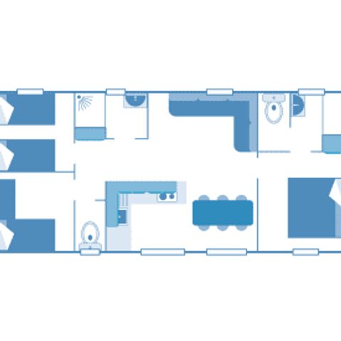 Mobilheim 6 Personen - Cottage Playa del Sol 6p 3ch 2sdb Premium