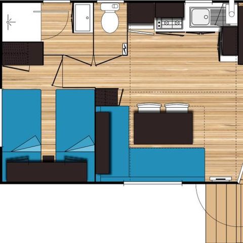 Mobilheim 4 Personen - Mobilheim Azur Sérénité 24m² - Privater Jacuzzi - 3 Zimmer - 2 Schlafzimmer - Klimaanlage