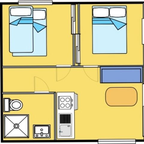 Bungalowzelt 5 Personen - Pagotel 25m² - 3 Zimmer - 2 Schlafzimmer * zwischen Zelt und Mobilheim*.