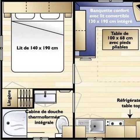Mobilheim 2 Personen - P'tit Marina 16 m² - 2 Zimmer - 1 Schlafzimmer
