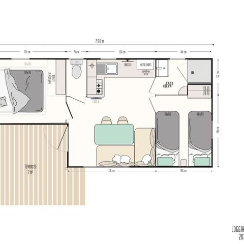Mobilheim 5 Personen - Creole Meerblick 32m²