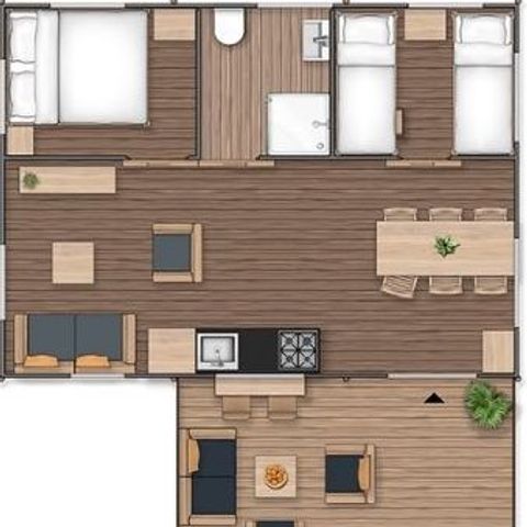 Safarizelt 5 Personen - SAFARI LODGE - 40m²- 2 Zimmer