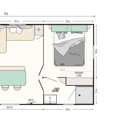 Mobilheim 4 Personen - 3 Kleeblätter 2 Schlafzimmer 1 Badezimmer