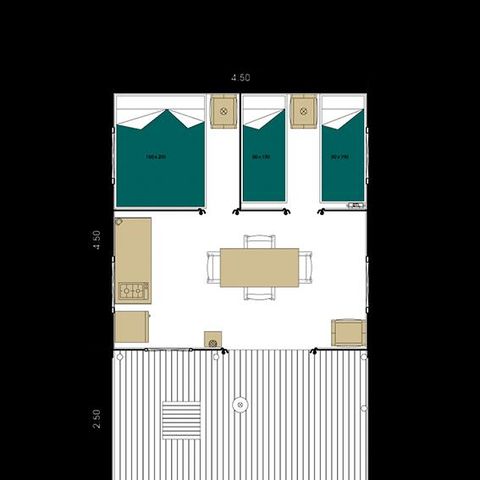 Bungalowzelt 4 Personen - JUNGLE LODGE ohne Sanitäranlagen, ohne Wasser