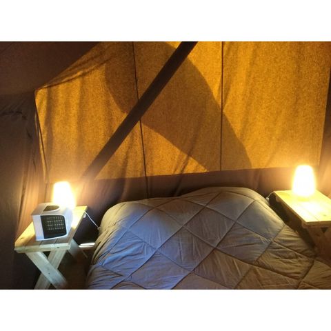 Safarizelt 5 Personen - Crusoe mit Sanitäranlagen. Ankunft 16 Uhr Abfahrt 10 Uhr. Max