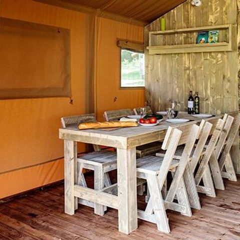 Zelt 6 Personen - Zelt Safari Lodge | 3 Schlafz. | 6 Pers. | Erhöhte Terrasse | 1 Bad | Klimaanlage