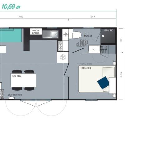 Mobilheim 6 Personen - Cottage 40m² 6 pers 3 Zimmer 2 Bad