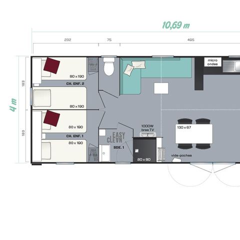 Mobilheim 6 Personen - Aqua (max. 4 Erwachsene)