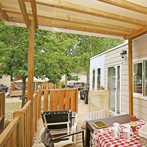 Mobilheim 4 personen - Comfort XL | 2 Schlafz. | 4 Pers. | Erhöhte Terrasse | Klimaanlage