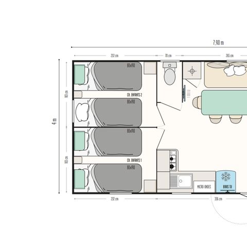 Mobilheim 6 Personen - Mobil Home Confort Calvi 3 Zimmer.