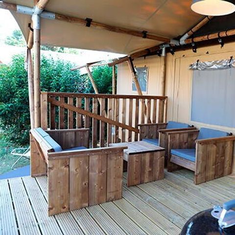 Safarizelt 6 personen - Safari Lodge Zelt | 3 Schlafz. | 6 Pers. | Erhöhte Terrasse | Klimaanlage