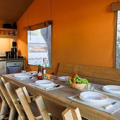 Safarizelt 6 personen - Safari Lodge Zelt | 3 Schlafz. | 6 Pers. | Erhöhte Terrasse | Klimaanlage