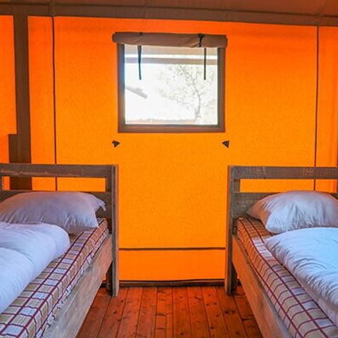 Safarizelt 6 personen - Safari Lodge Zelt | 3 Schlafz. | 6 Pers. | Erhöhte Terrasse | Klimaanlage