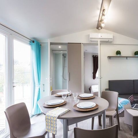 Bungalow 6 Personen - Mobilheim | Comfort | 2 Zi. | 4/6 Pers. | Erhöhte Terrasse | Klim.