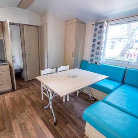 Bungalow 6 Personen - Mobilheim | Comfort | 3 Zi. | 6 Pers. | Erhöhte Terrasse | Clim.