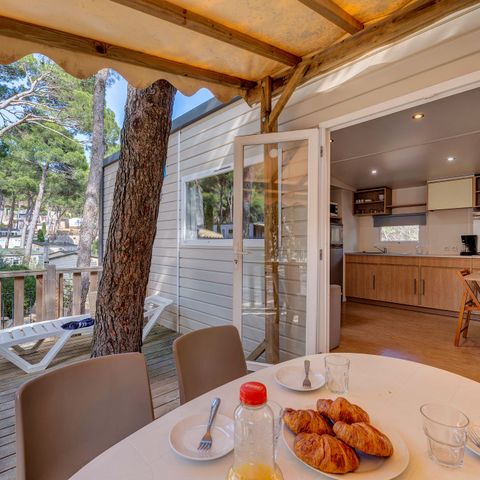 Mobilheim 6 Personen - Premium Azure | 3 Zi. | 6 Pers. | Erhöhte Terrasse | Clim.