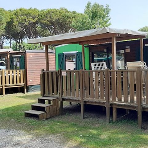 Mobilheim 6 Personen - Comfort | 3 Schlafz. | 6 Pers. | Erhöhte Terrasse | Klimaanlage