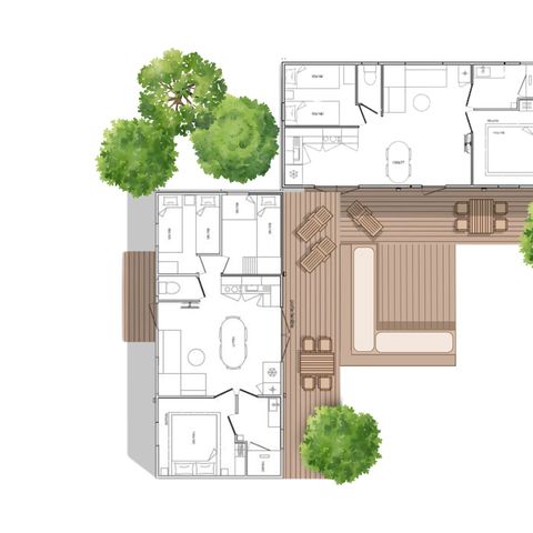 Mobilheim 10 Personen - Sunelia Luxe 65m² 5 Schlafzimmer - Klimatisiert