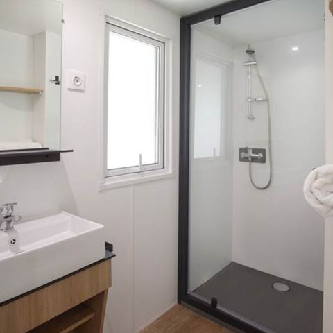 Mobilheim 4 personen - Nest29 30,8 m²- 2 Zimmer + Überdachte Terrasse + TV