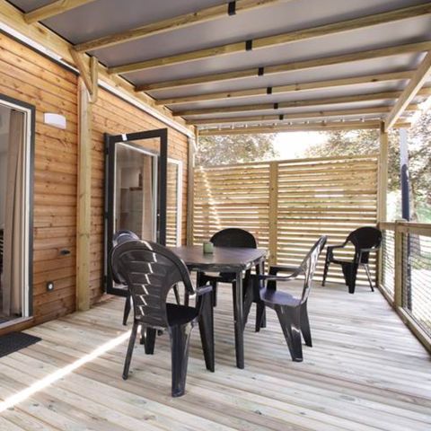 Mobilheim 4 Personen - Nest29 30,8 m²- 2 Zimmer + Überdachte Terrasse + TV