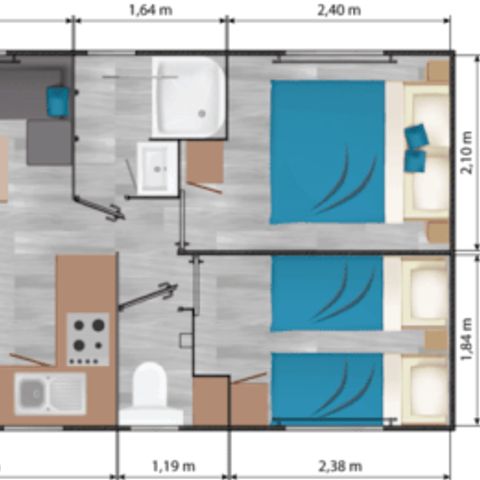 Mobilheim 4 personen - Komfort - 2 CH