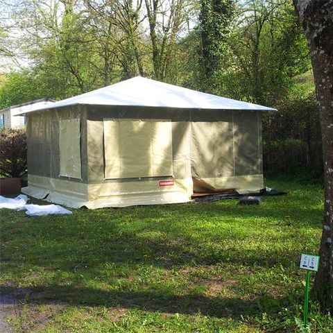 Bungalowzelt 4 Personen - CARAÏBES 20m² 2 Schlafzimmer (Samstag bis Samstag)