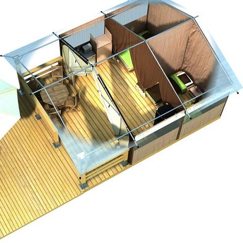 SafariZelt 5 Personen - Lodge VICTORIA 30m² - Luxusausführung (Samstag bis Samstag)