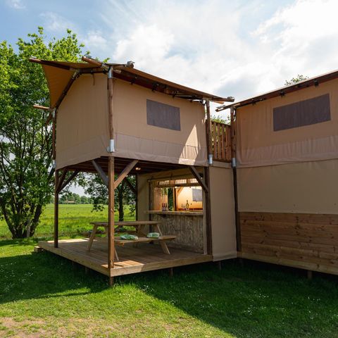 AUßERGEWÖHNLICHE UNTERKUNFT 6 Personen - Baumhauszelt auf der Regge mit eigenen sanitären Anlagen