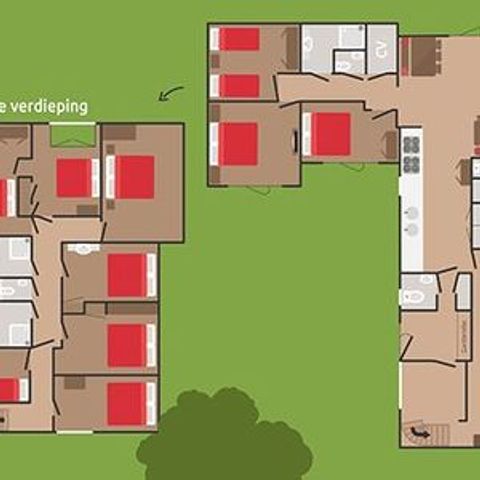 Gruppenunterkunft 24 personen - 2Gruppen-Villa