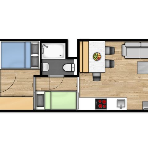 Apartement 5 Personen - Komfort | Schlafzimmer - Schlafbereich (max. 2 Erwachsene)